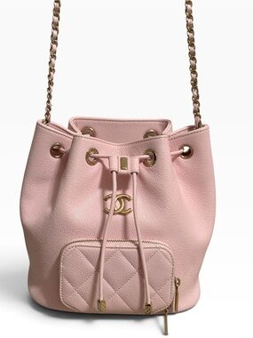 CHANEL Business Affinity Pink Caviar Bucket Bag